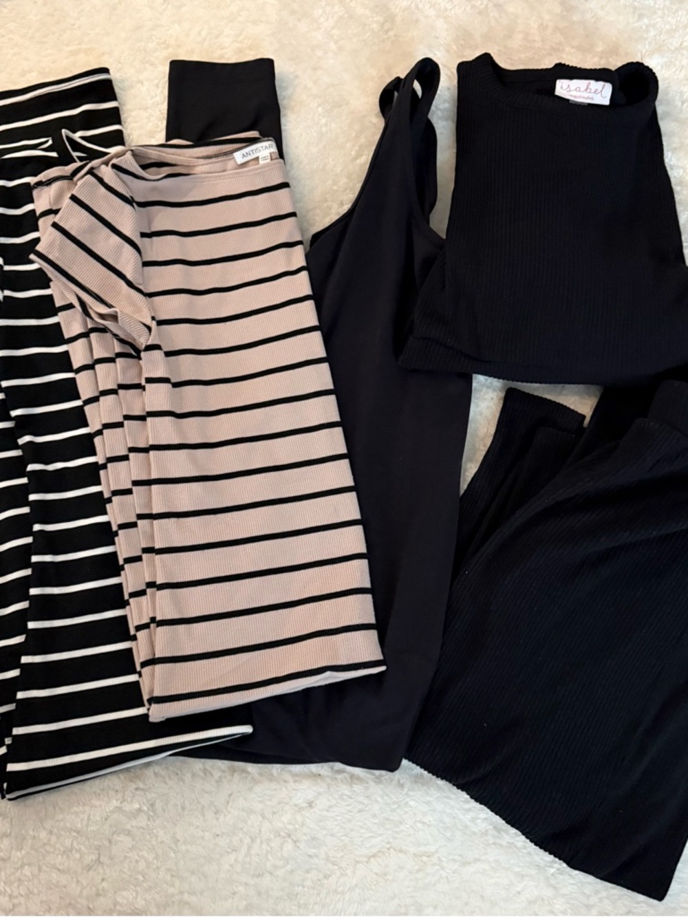 Neutral & Black Striped Maternity outfits